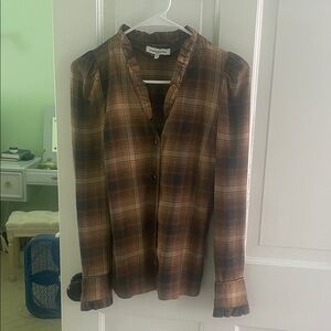 Plaid Button Down Shirt w Rhinestone buttons